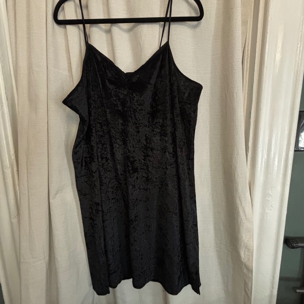 Black crushed velvet nightie slip dress, XL